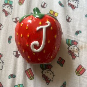 Red Strawberry Ceramic with J Initial